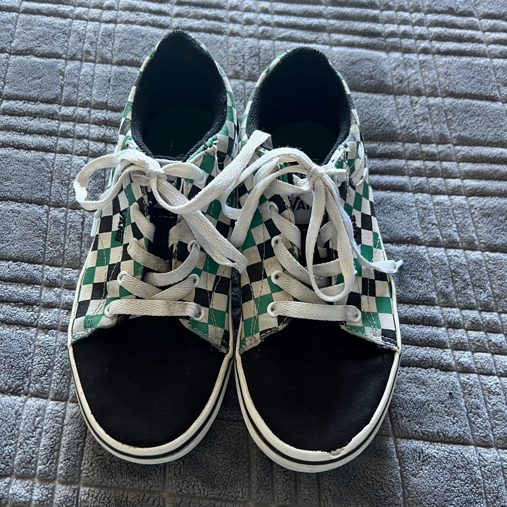 Vans green/black/white checkerboard, Little Boys size 3